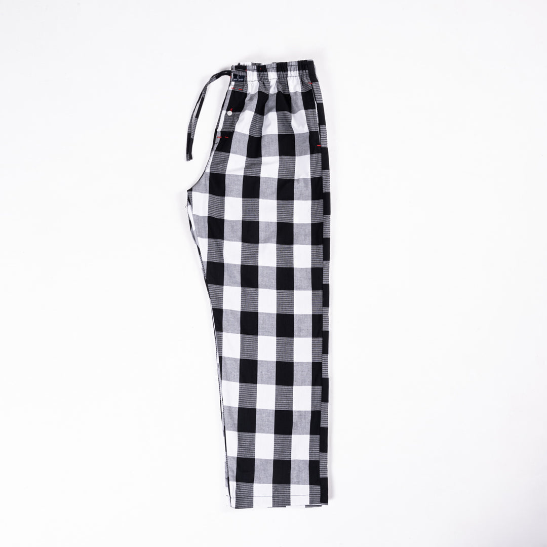 Royal Black White Chess Pattern Cotton Premium Pajama