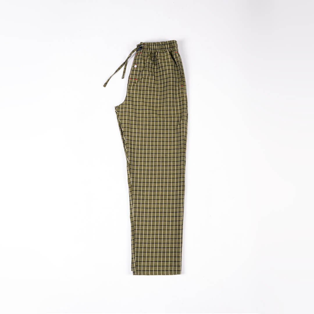 Olive Small Check Premium Cotton Pajama