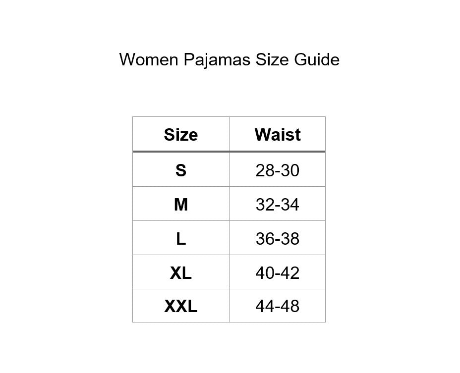 Maroon Printed Women Pajamas Size Guide