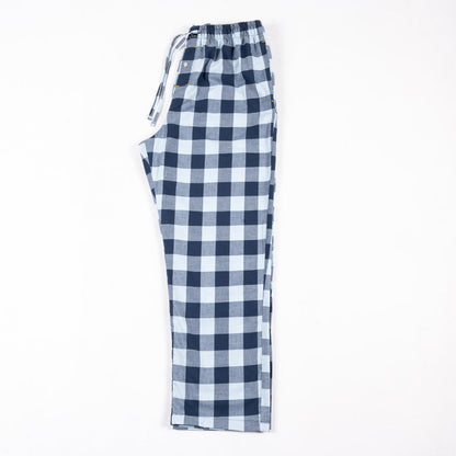 Blue Grey Blended Check Cotton Pajama