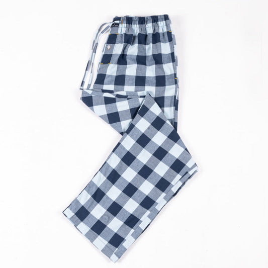 Blue Grey Blended Check Cotton Pajama