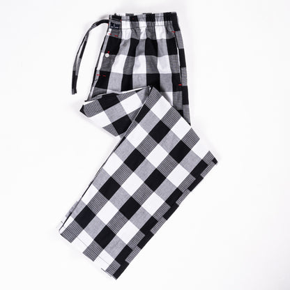 Royal Black White Chess Pattern Cotton Premium Pajama