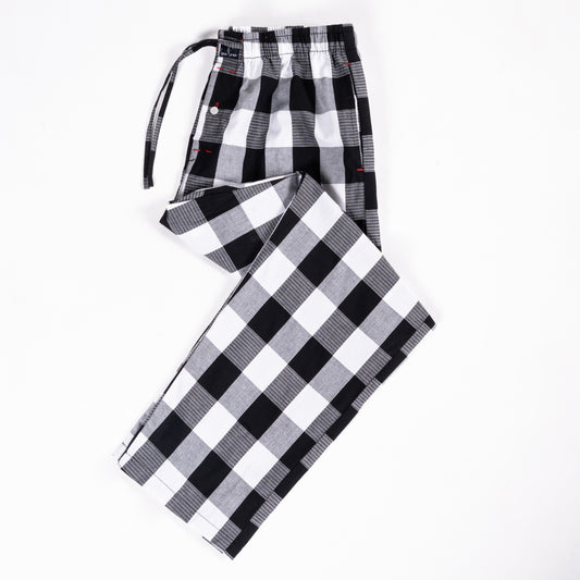Royal Black White Chess Pattern Cotton Premium Pajama